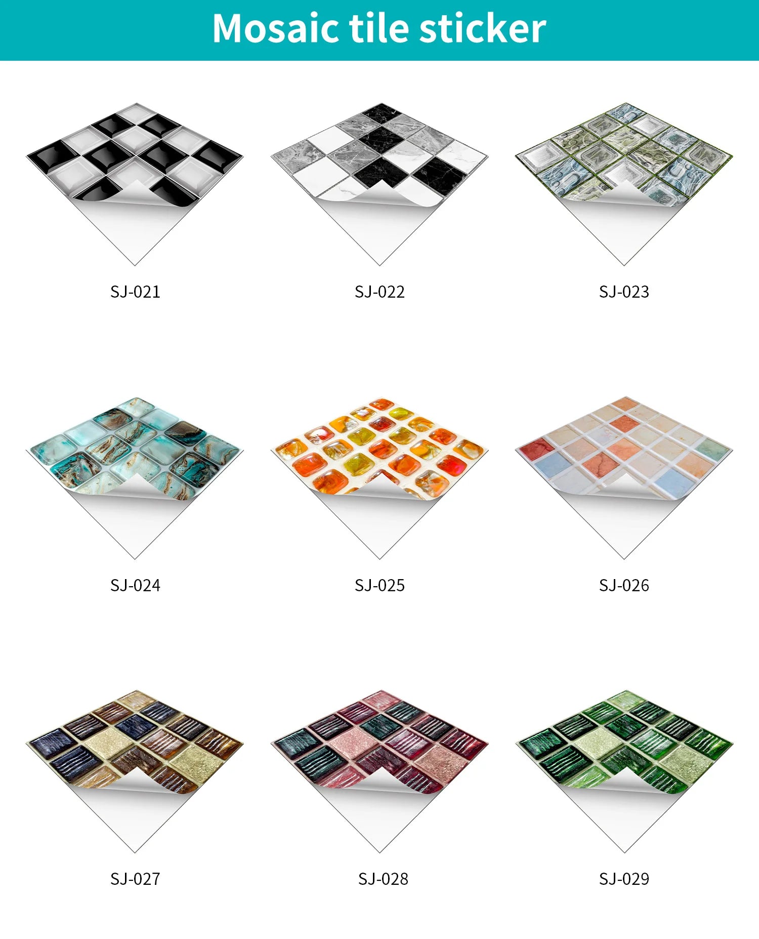 10 Waterproof Marble Mosaic Tile Stickers