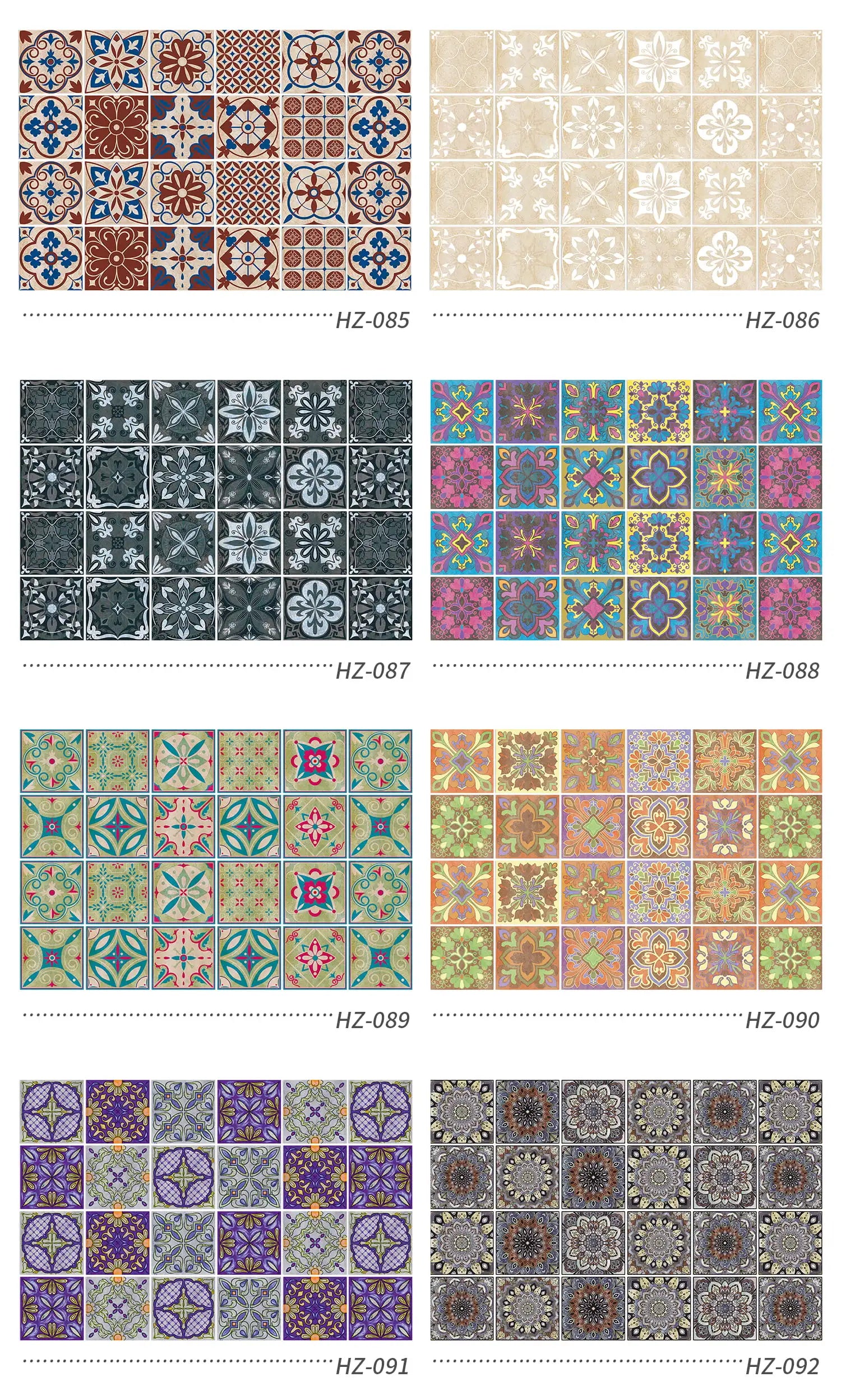 24Pcs European retro style Art Tile Wall Stickers With Self Adhesive Removable Bathroom Kitchen Waterproof Pvc Decal Wallpaper