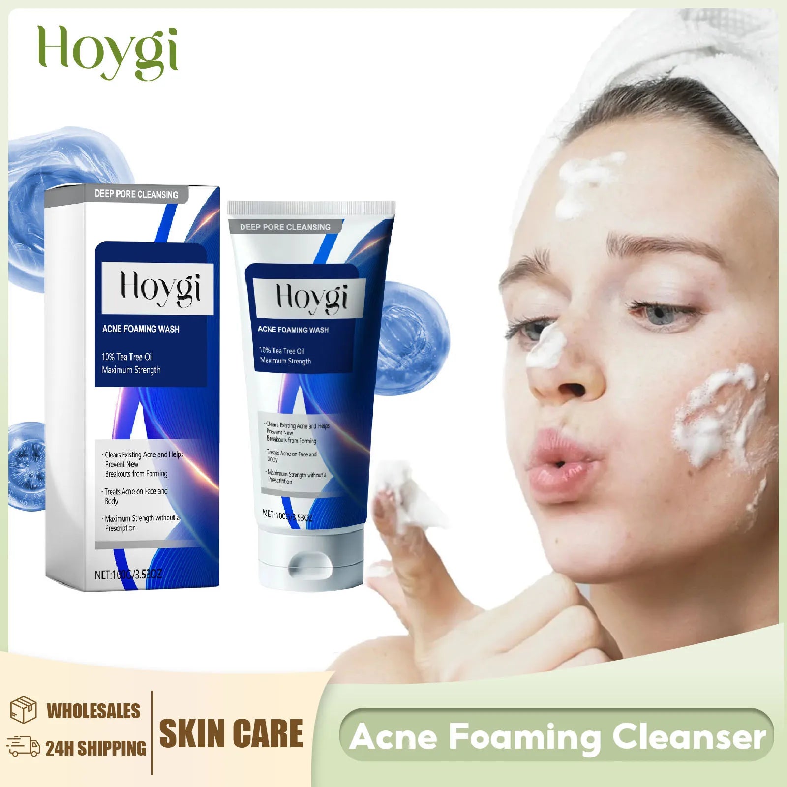 Facial Cleanser Anti Acne Oil Control Blackhead Remover Shrink Pores Deep Cleansing Acne Treatment Moisturizing Face Wash 100g