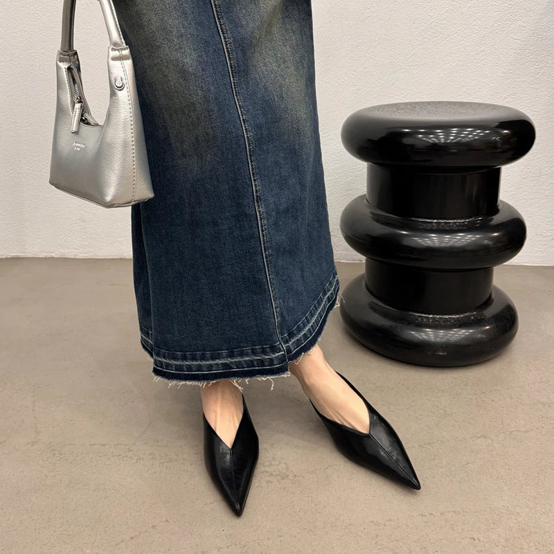 Dép Mũi Nhọn Nữ Thời Trang SUOJAILUN 2024 Mới