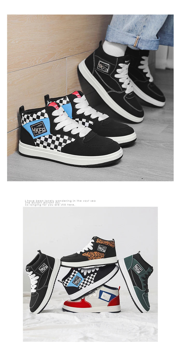 Men's Leopard Print Skater High Top Shoes