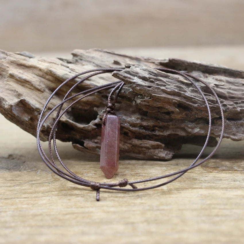 Hexagonal Natural Quartz Stone Necklace