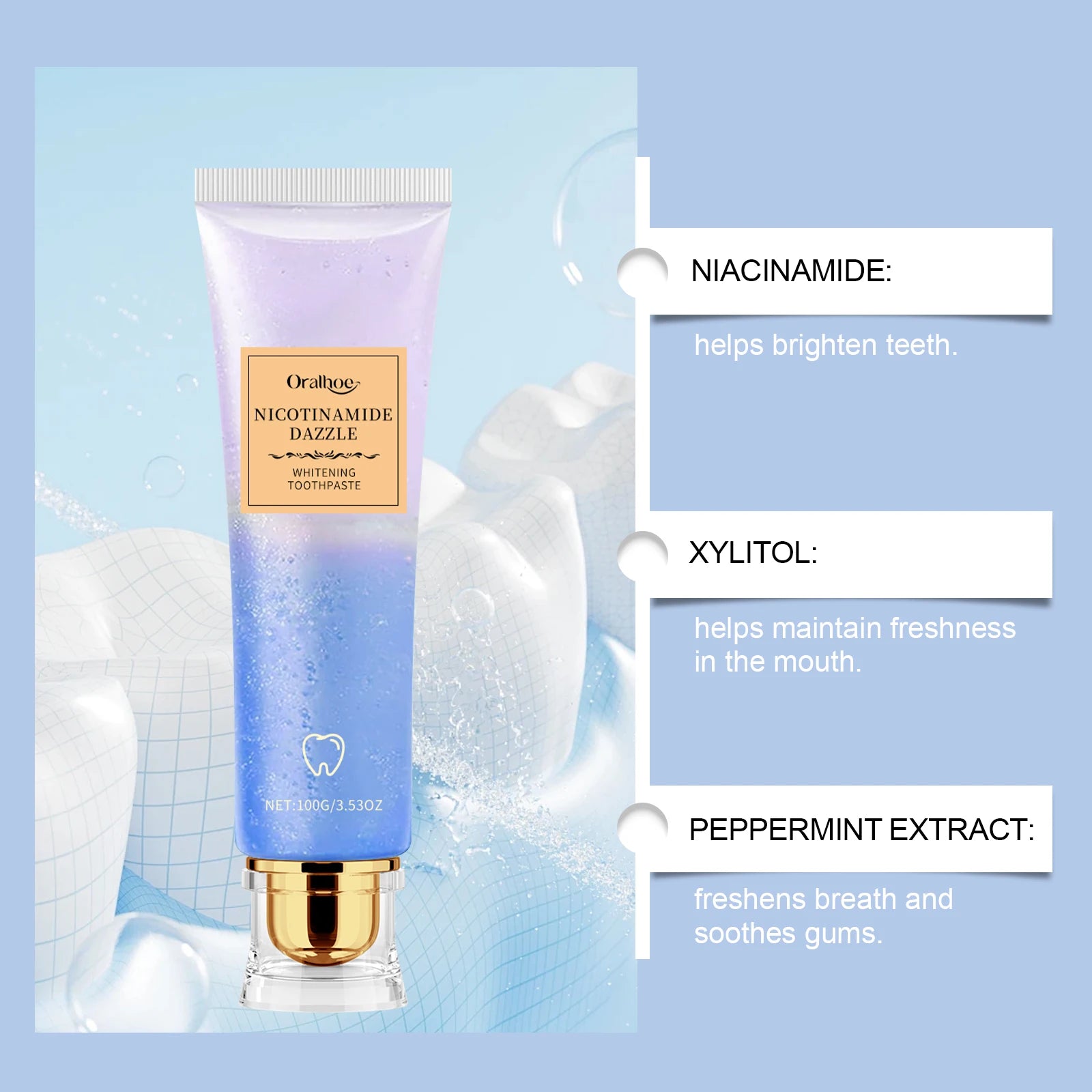 Niacinamide Corrector Toothpaste Whitening Teeth Stain Plaque Remover Protect Enamel Reduce Yellowing Tooth Refreshing Oral Care - Daisan Mart