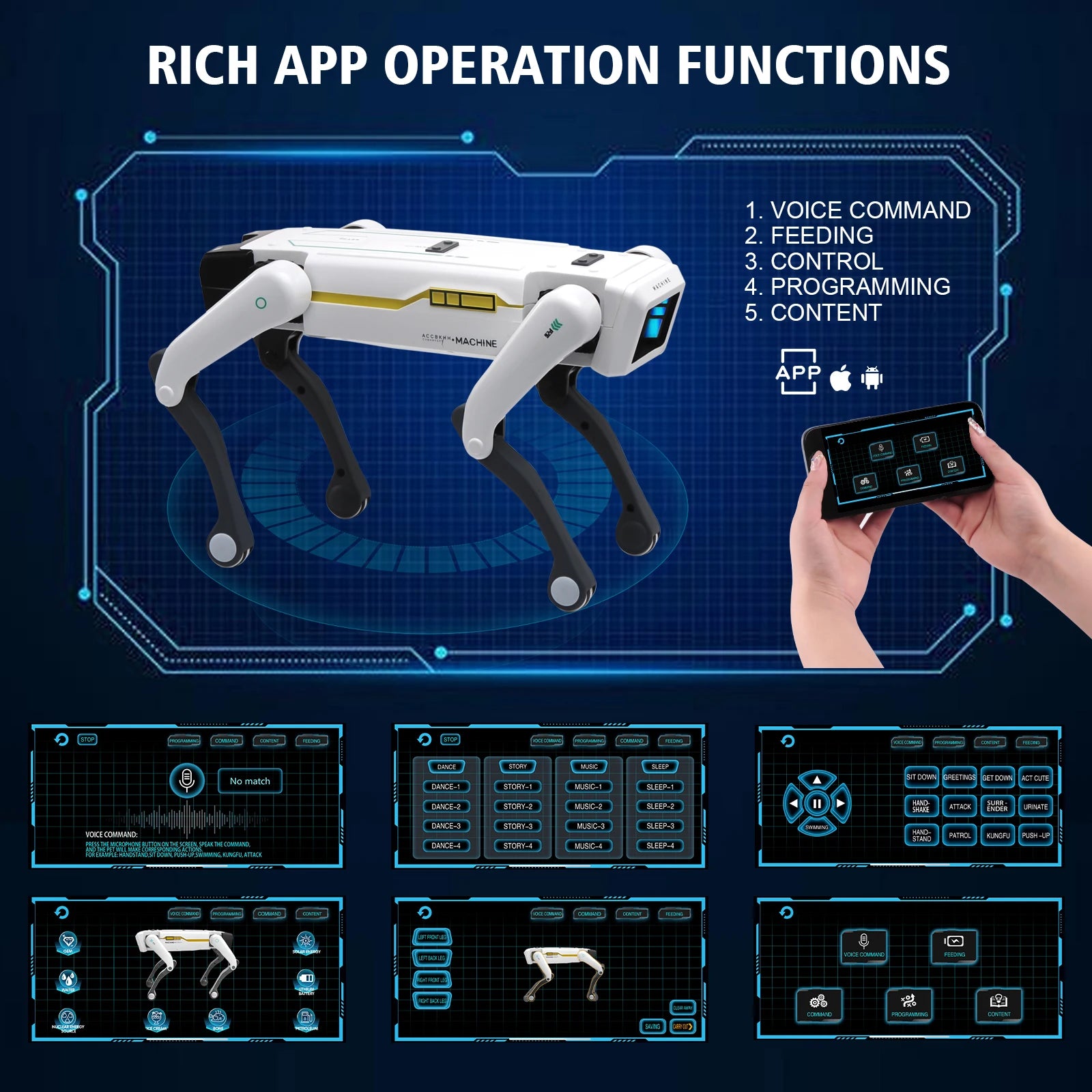 Intelligent AI RC Robot Dog Voice Dialogue APP Remote Control Programming Singing Dancing Machine Dog Kids Toys - Daisan Mart