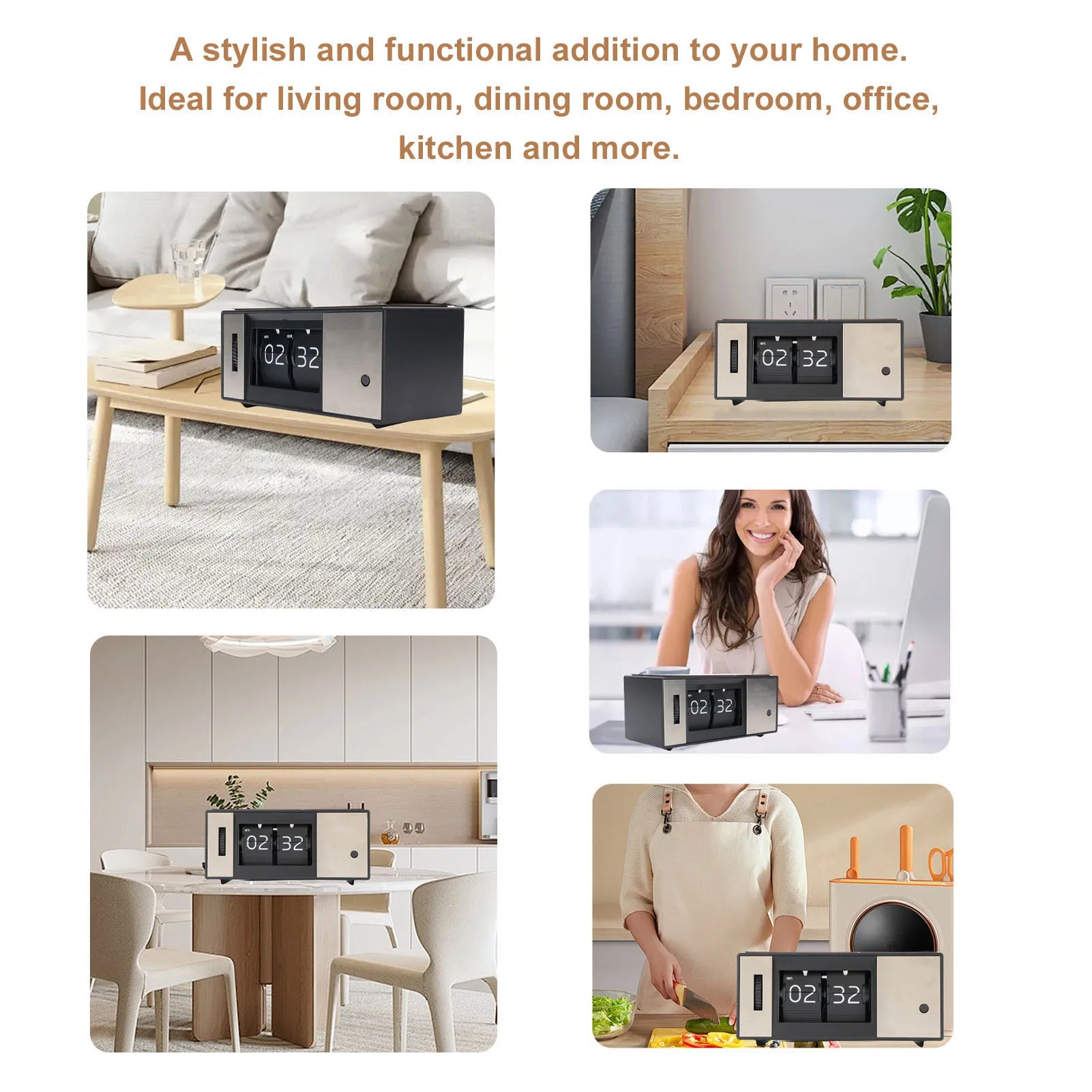 Đồng Hồ Để Bàn Retro Yên Tĩnh Chống Trượt Dễ Đọc