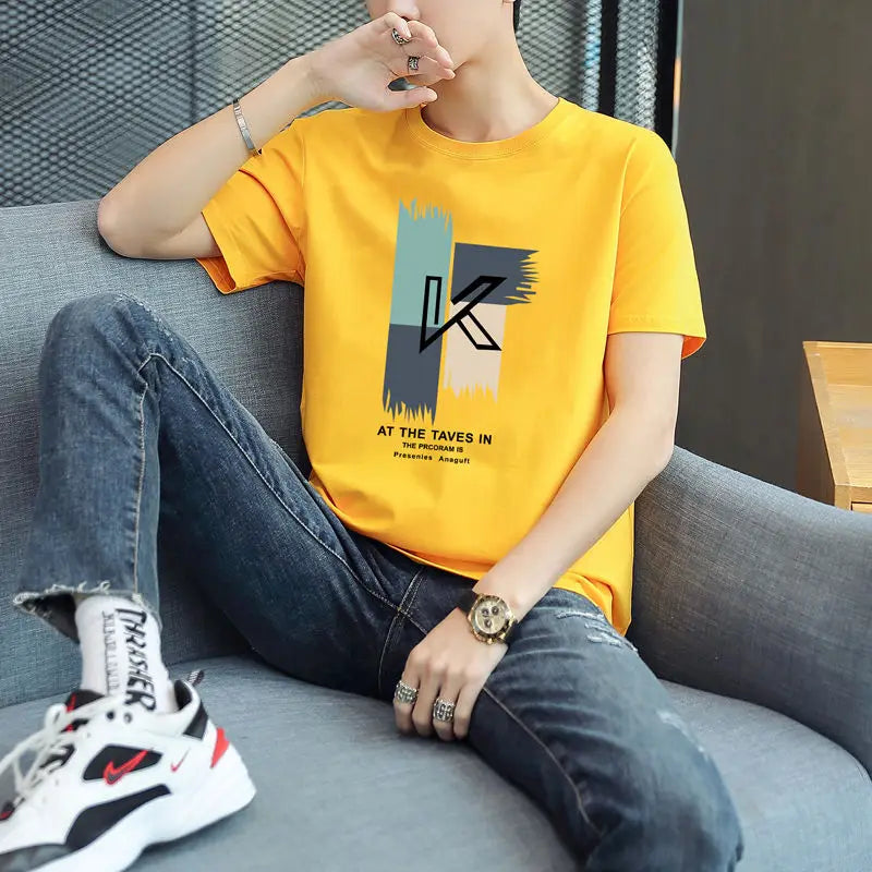 Men's White Cotton Comfortable Y2K Style T-Shirt