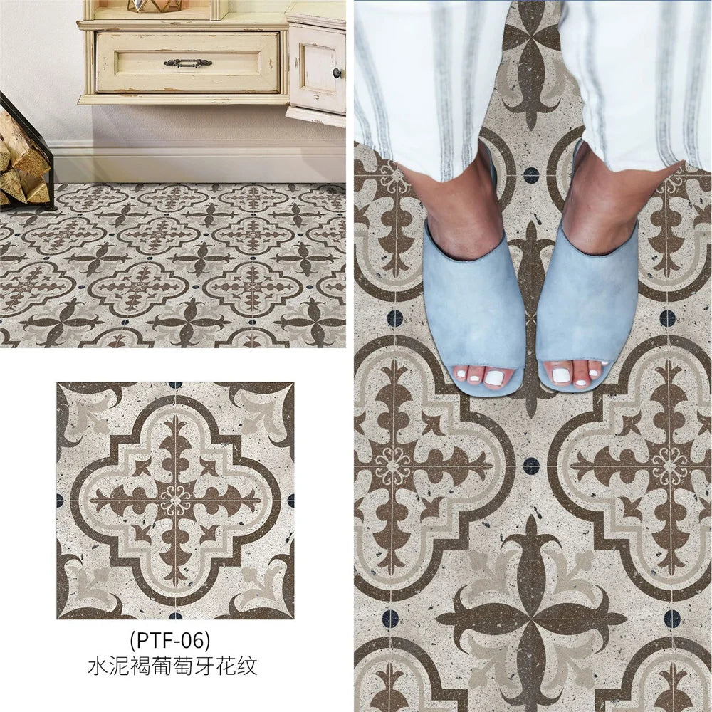 Black And White Mosaic Tiles Marble Texture Floor Sticker Kitchen Floor Renovation Decorative Stickers Self-adhesive Wallpaper