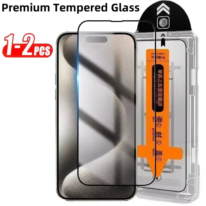 2Pcs HD Clear Tempered Glass For iPhone 17 16 15 14 Pro Max 6 7 8 Plus 12 13 11 Pro 16e XR XS Dust Free Install Screen Protector - Daisan Mart