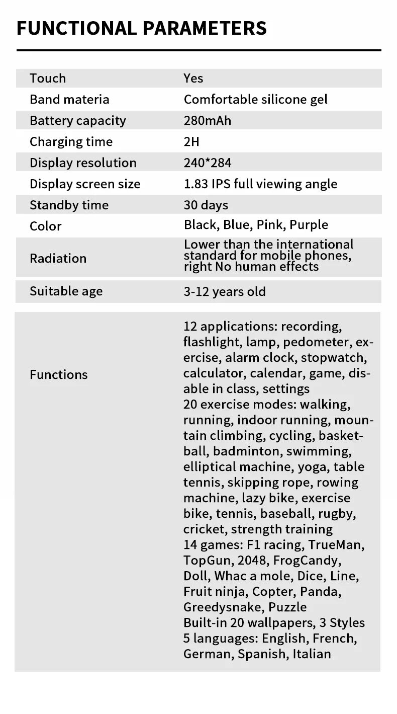 Đồng hồ thông minh trẻ em, theo dõi sức khỏe, thể thao