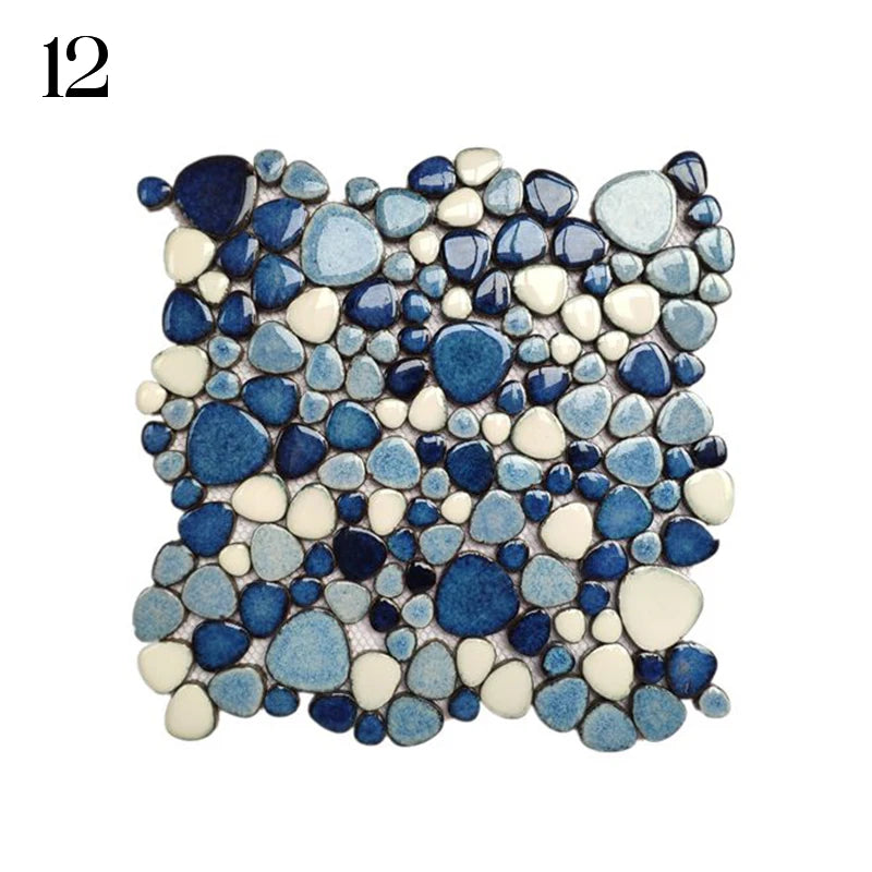 30x30cm Ceramic Pebble Mosaic Tiles Spa Pools Fish Ponds Bathrooms Anti-skid Wear-Resistant Floor Wall Decor Easy Cut Mesh Base