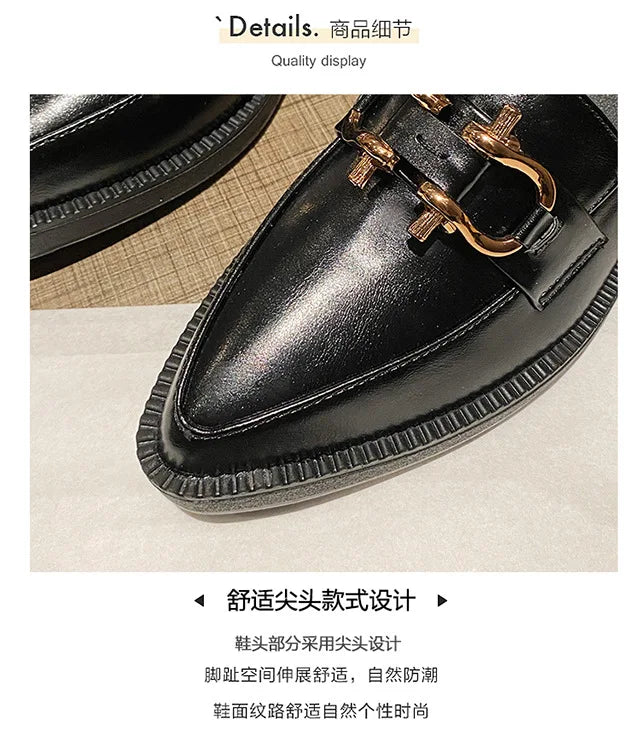 Women's Pointed Toe Chain Platform Slip-on Loafers