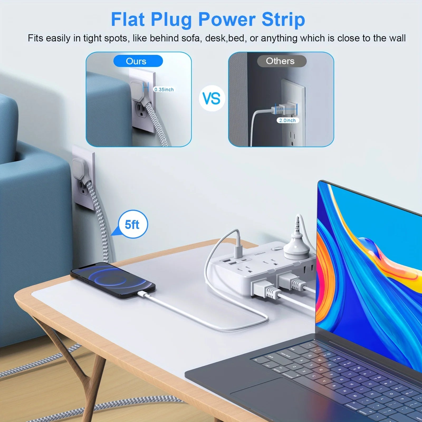 Ổ Cắm Điện Thông Minh Đa Năng USB-C Dây Bện - Daisan Mart