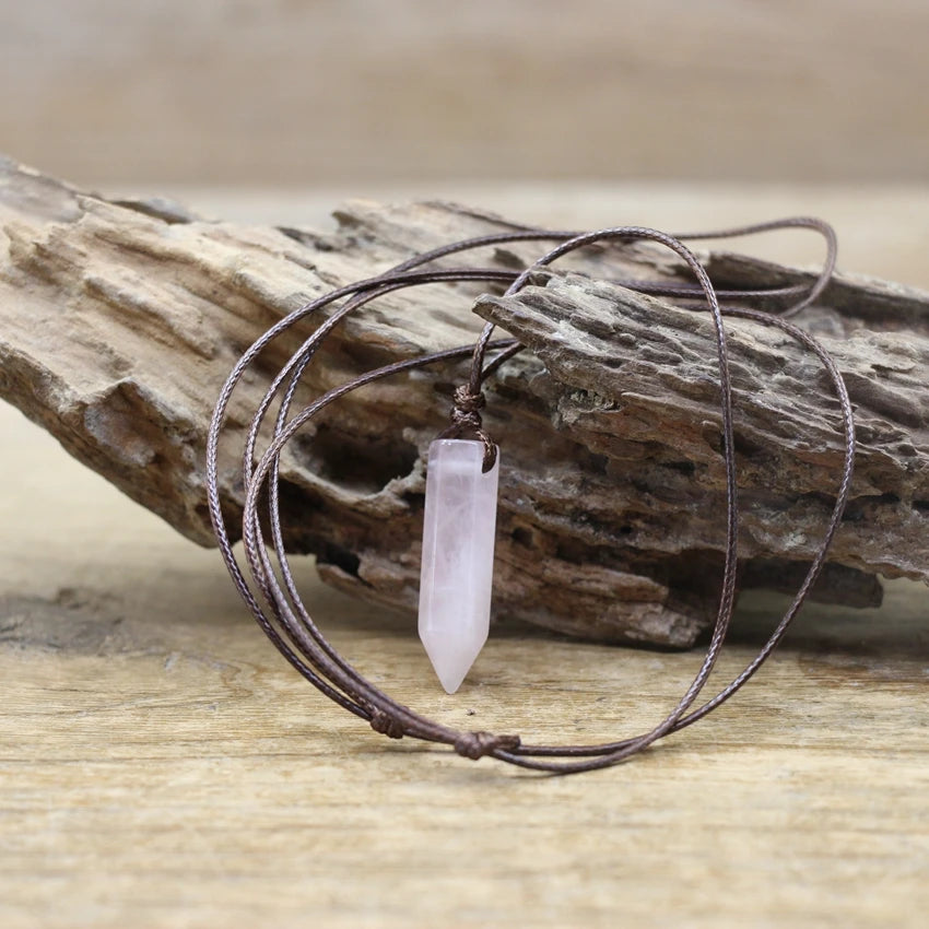 Hexagonal Natural Quartz Stone Necklace