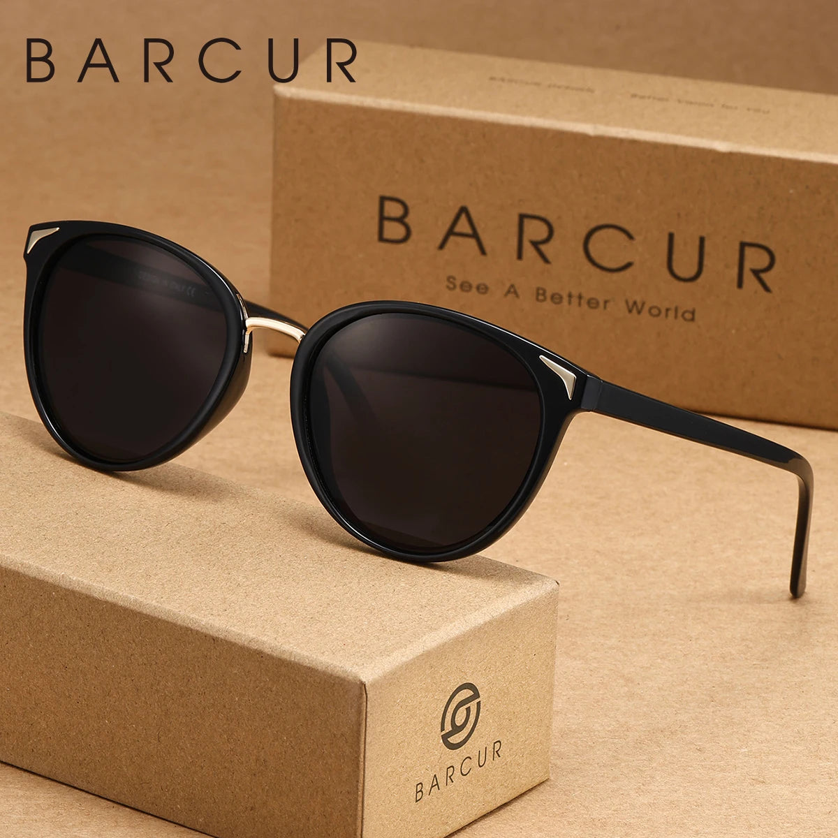 BARCUR 1pcs Women Sunglasses Optional Color Round Lens Lightweight Comfort Driving Casual Commute UV400 Polarized Sunglasses - Daisan Mart