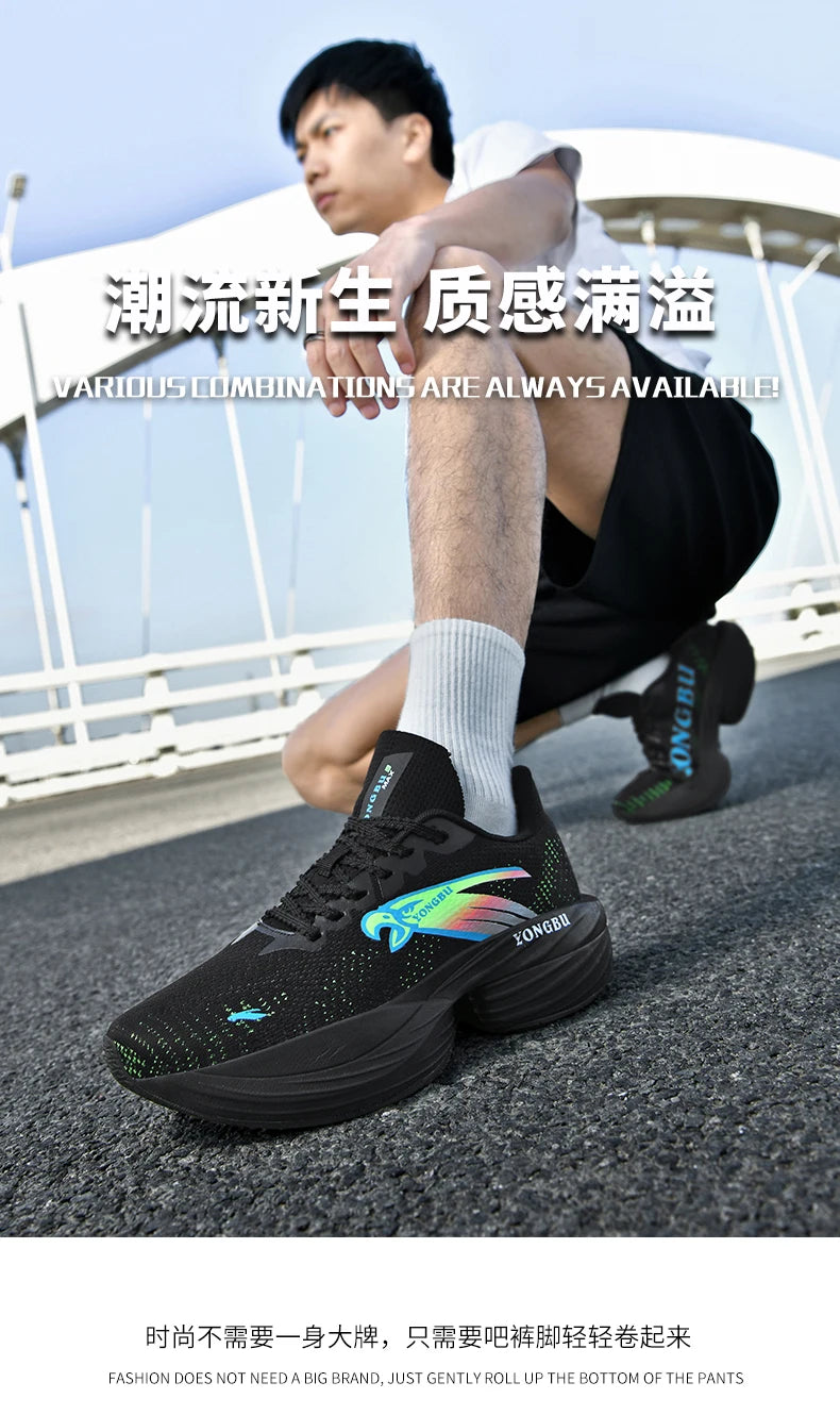 Giày Chạy Bộ Đệm Khí Carbon Nhẹ Êm Chân Chống Trượt