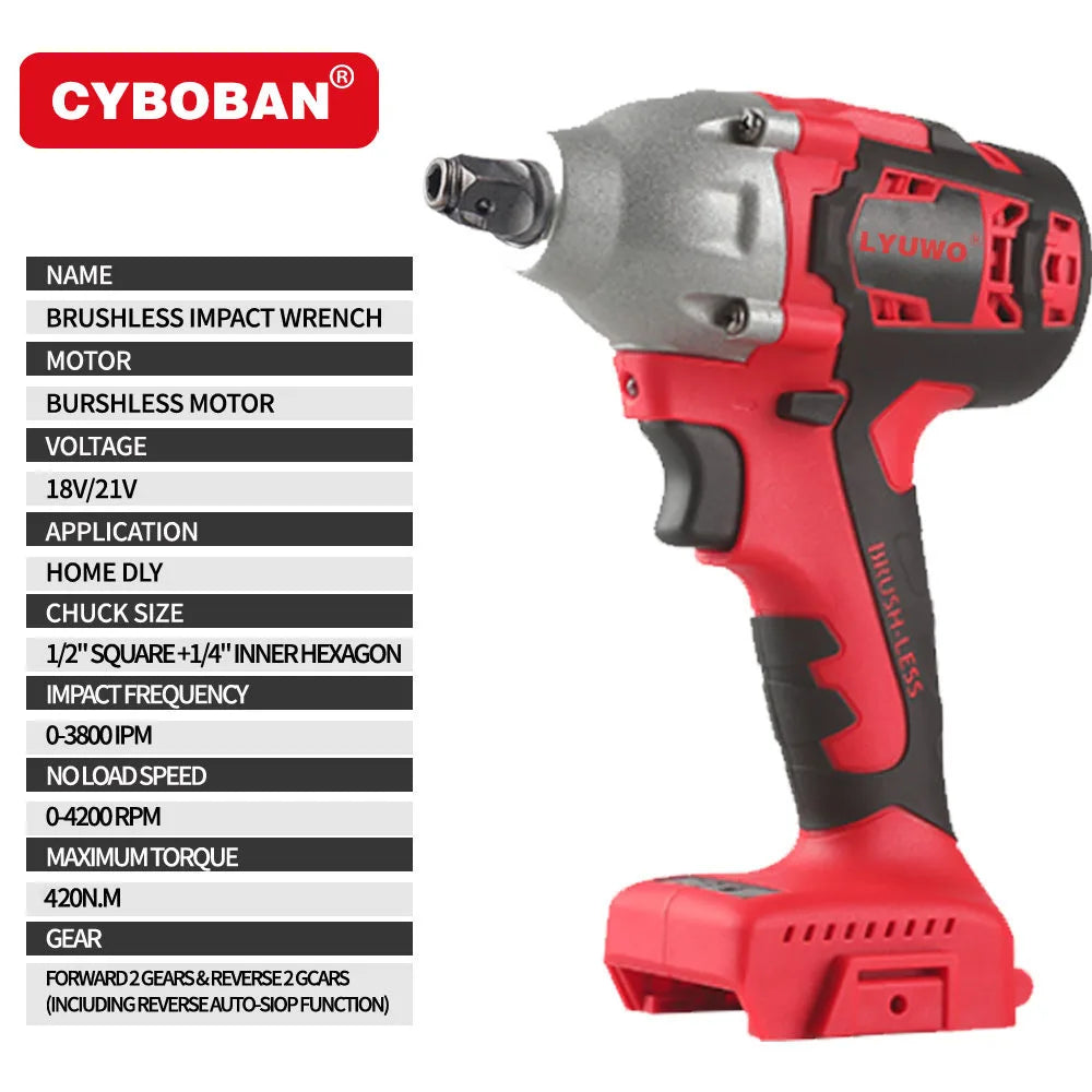 Máy vặn vít không chổi than 21V LYUWO 420N.m - Daisan Mart