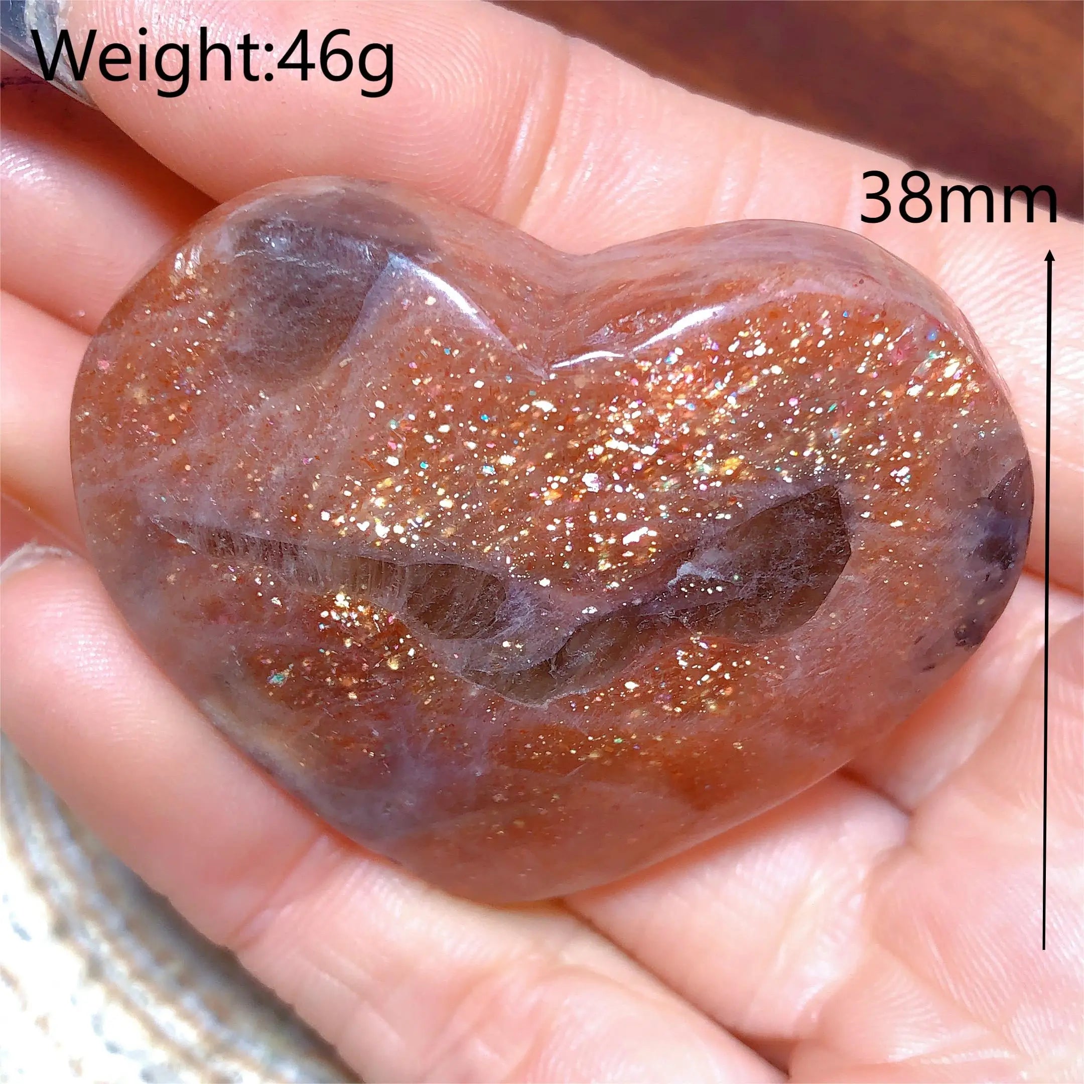 Natural Sunstone Heart Shaped Healing Decoration