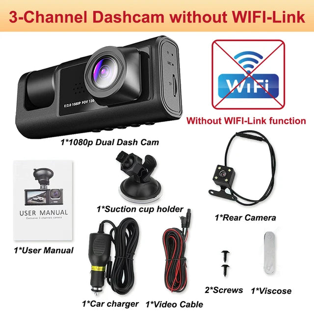 CamX3 - WIFI Car Dash Cam, 2/3 Lenses