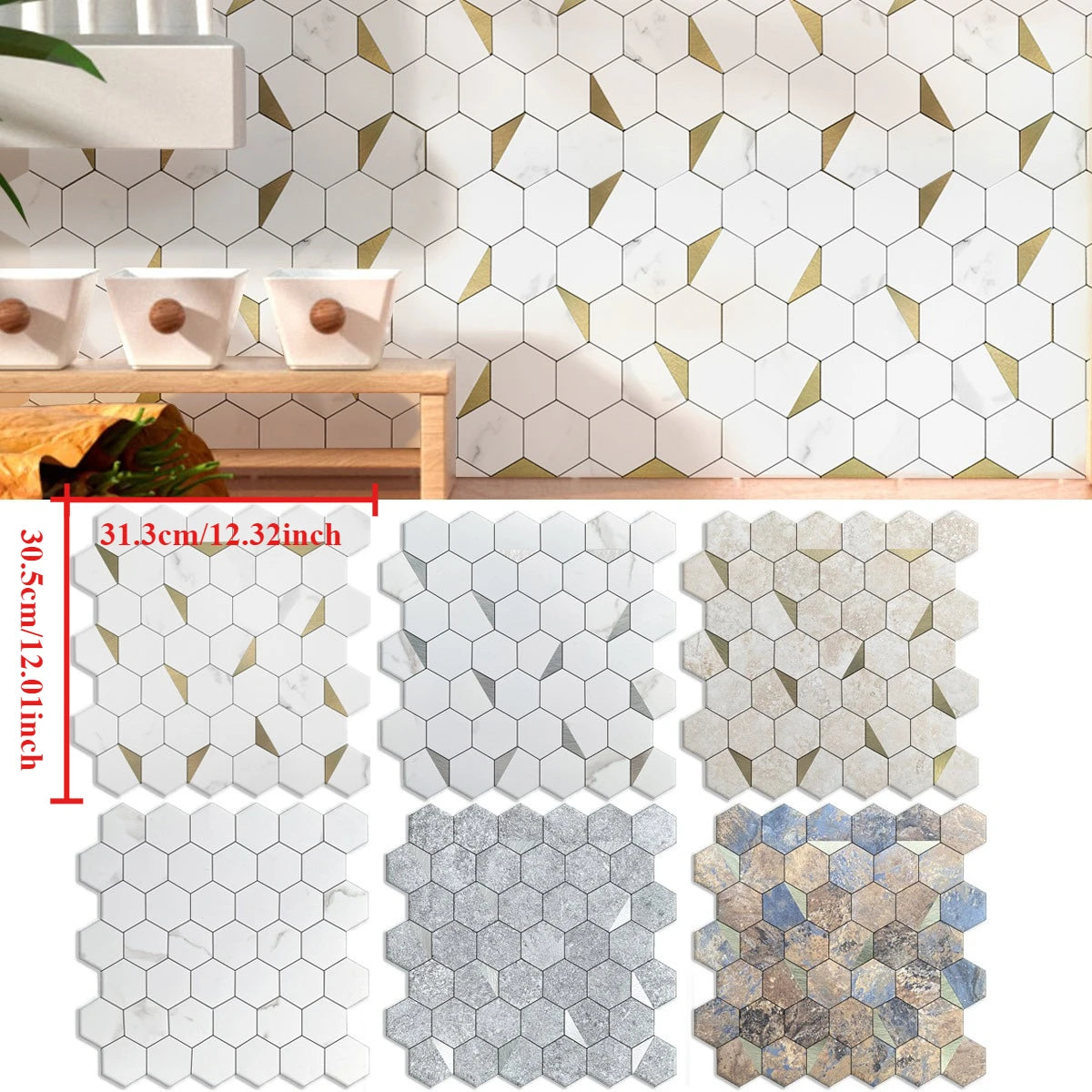 Tấm Ốp Tường Chống Nước Tự Dính Kim Loại & Đá 50cm