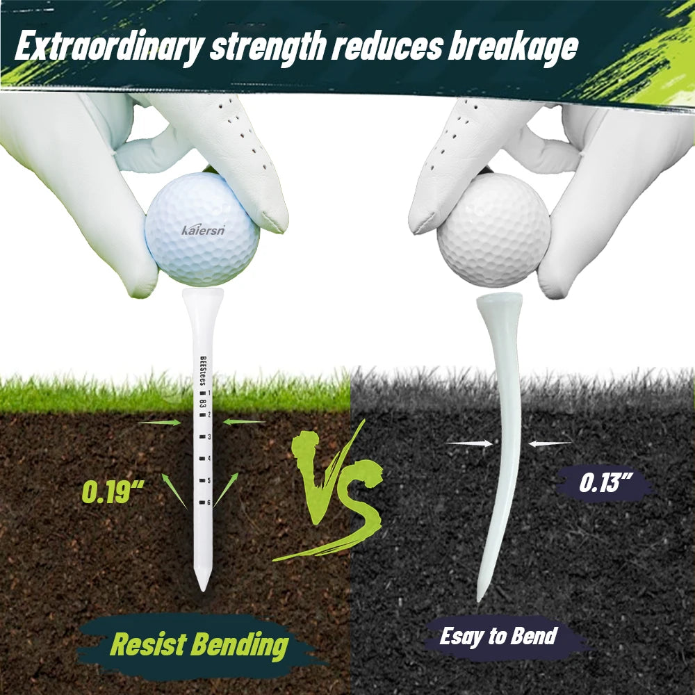 Set of 50 Premium Golf Wooden Tees with Anti-Slip Markers