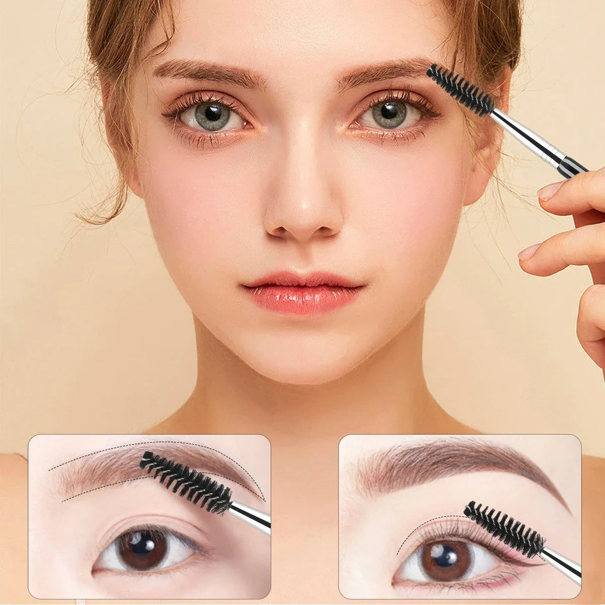 Bút Chải Mày Mi 2 Trong 1 - Đầu Xéo & Chổi Tròn