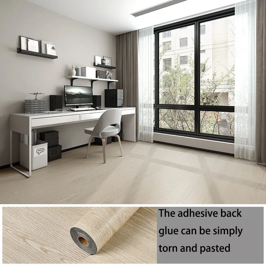 Thickened Wood Grain PVC Self-Adhesive Stickers Waterproof Floor Wall Decals for Indoor Home Decor Easy Peel  Stick