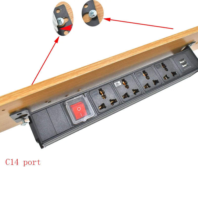 Ổ Cắm Tủ PDU Hợp Kim Nhôm 2USB, Công Tắc Đôi 1-9AC - Daisan Mart