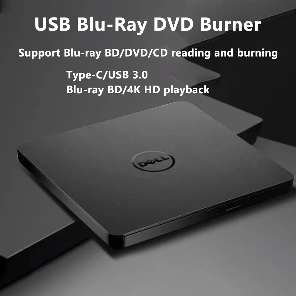 Dell External 4K Blu-ray Burning Drive BD516USB3.0 CD/DVD/BD Burning Compatible with Desktops Laptops