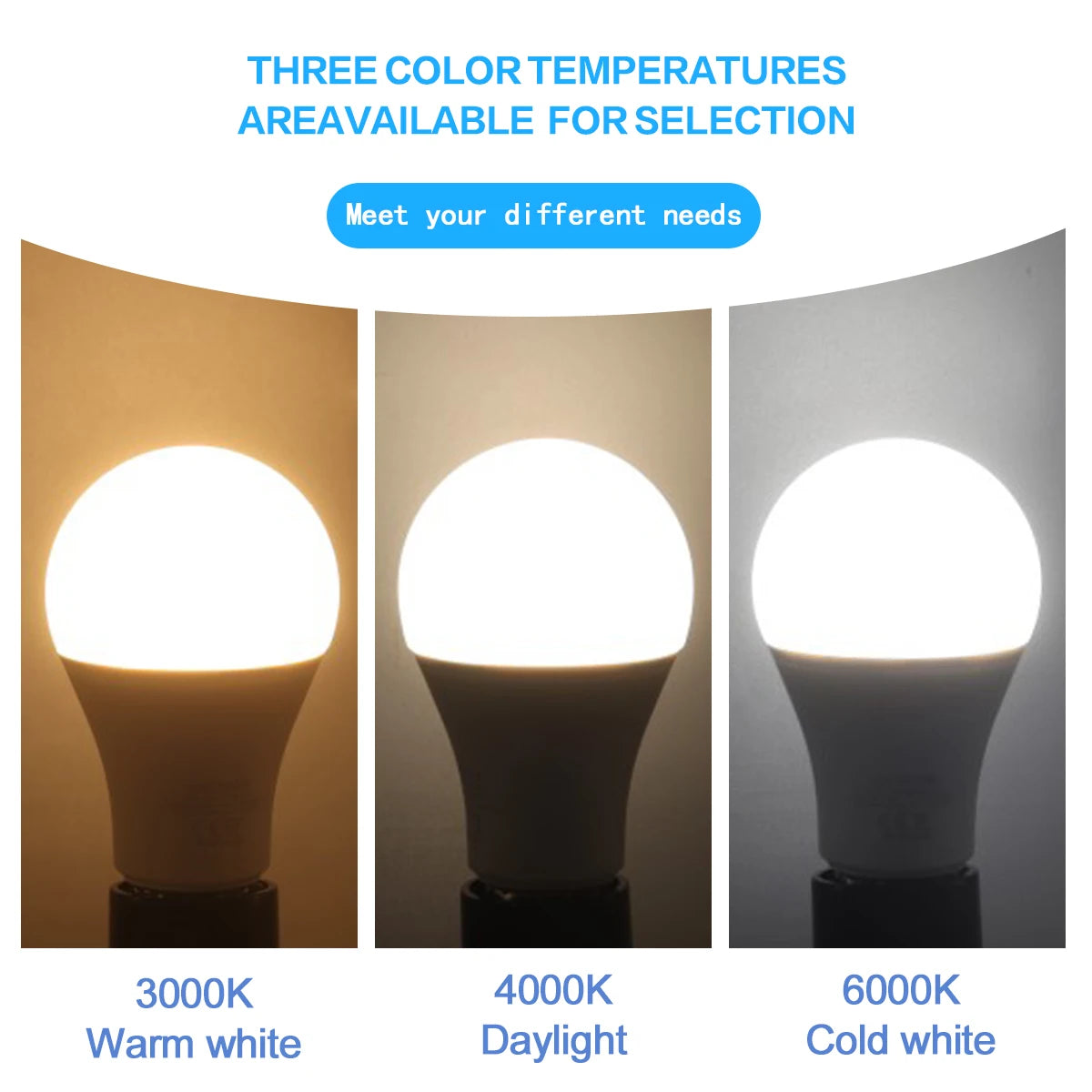 Set of 12 E27 LED Bulbs Full Watt Super Bright 220V 240V