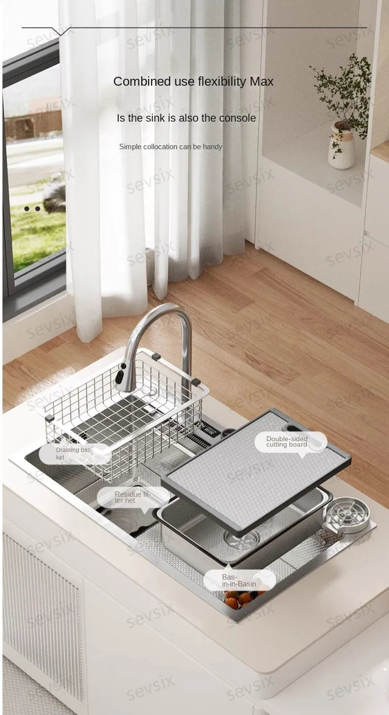 Chậu rửa bếp thông minh hiện đại chống xước bạc