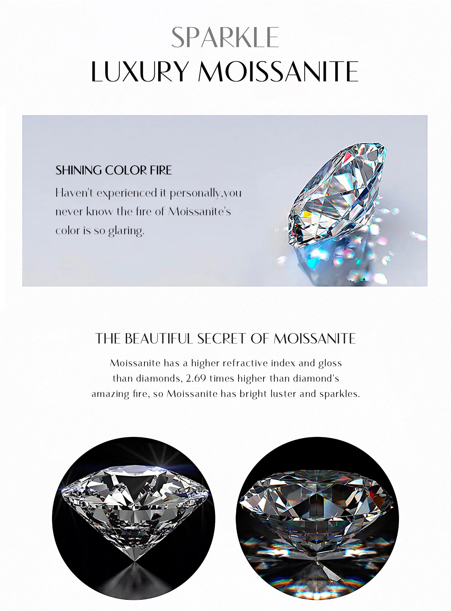 Luxury 925 Silver Moissanite Stone Necklace for Women