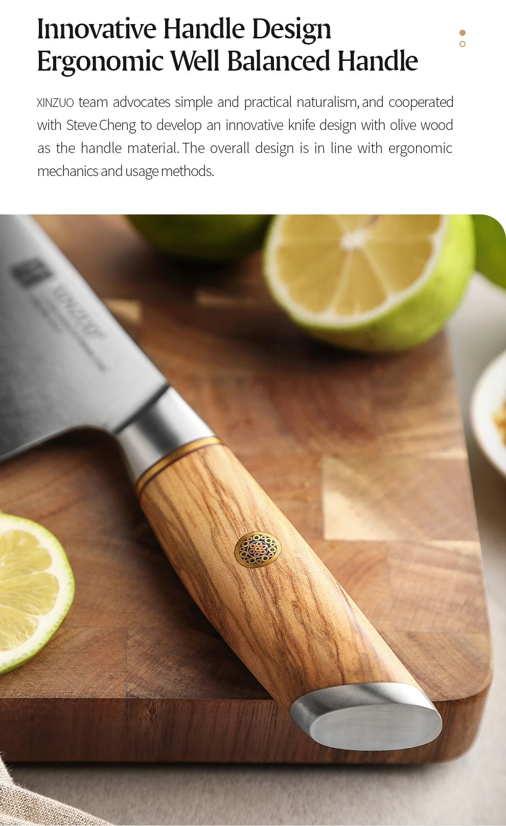 XINZUO 1-8pcs Kitchen Knife Set 73 Layers Custom Damascus Steel 15°±1 Per Side Steel Blade with Olive Wood Handle - Daisan Mart