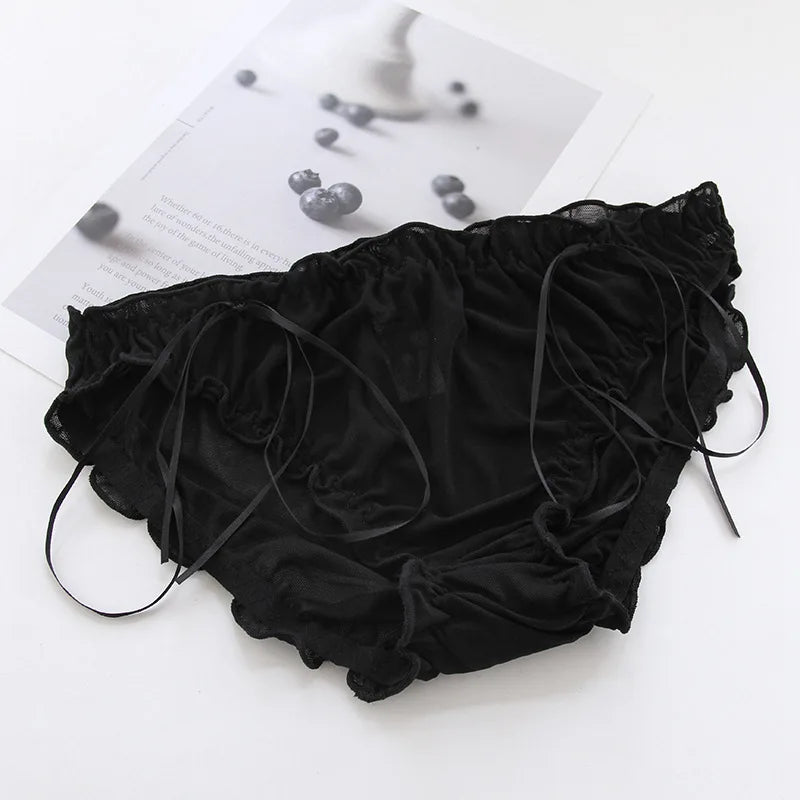 Women's Cotton Panties - White Lace, Seamless, 5 Pieces