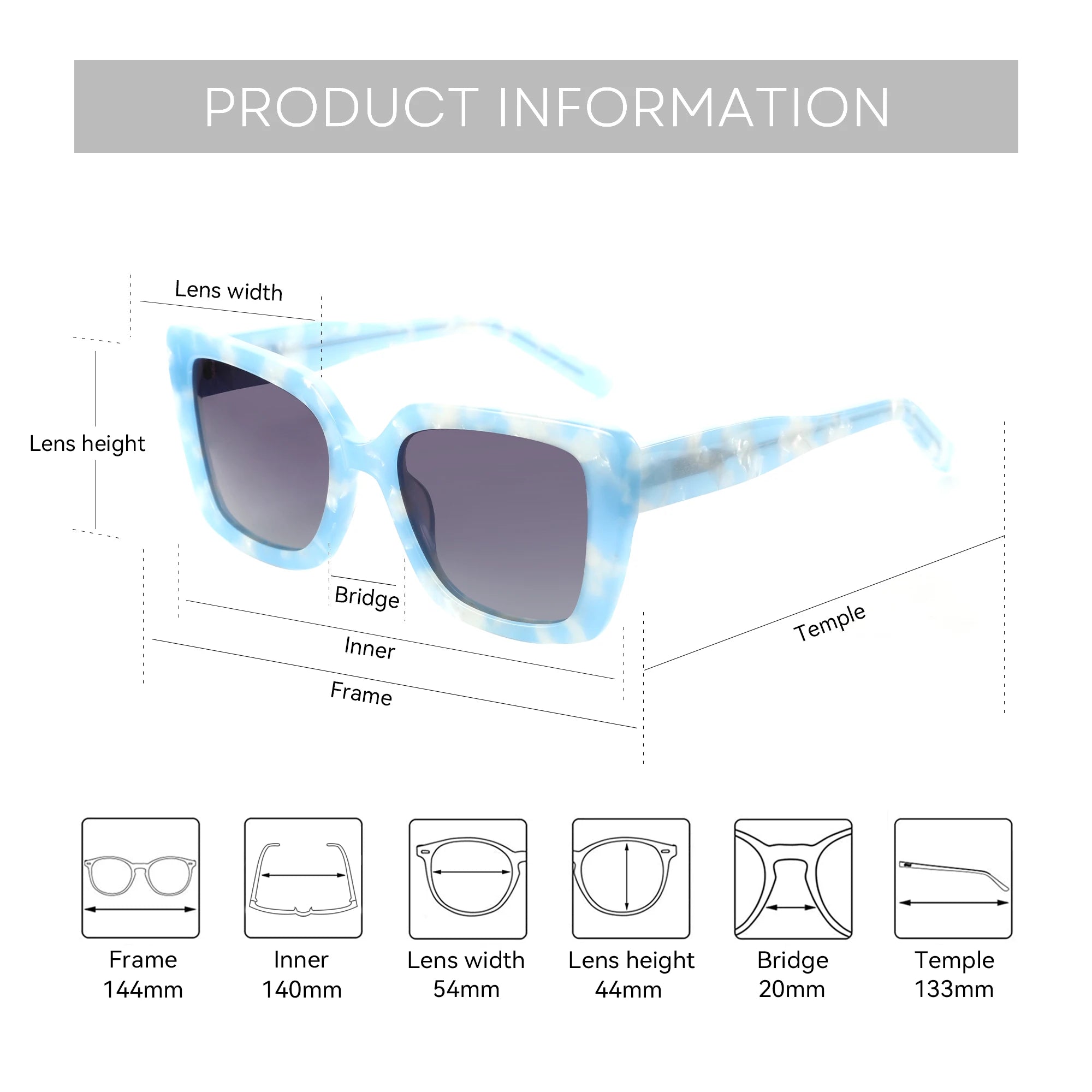ZENOTTIC Fashion Women Butterfly Prescription Sunglasses Handmade Acetate Myopia Sun Glasses Square Polarized Optical Shade