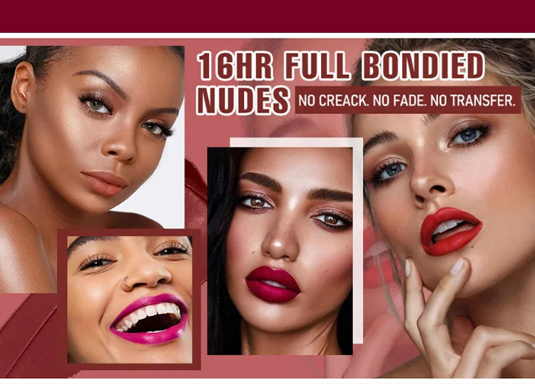 3-Color Matte Lipstick Set - Long-lasting, Smudge-proof, Waterproof