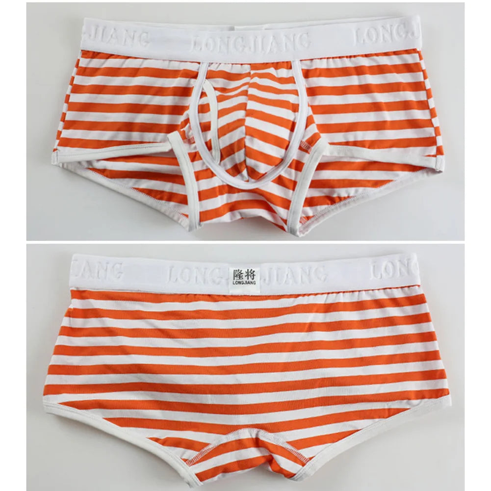Men's Striped Cotton Boxer Briefs - Cool 4-Corner Boxer