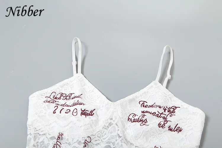 Nibber Patchwork Woman Bodysuit Sling Off Sleeves Skinny Backless Personality Chick Versatile Atmosphere Fashionable Outfits