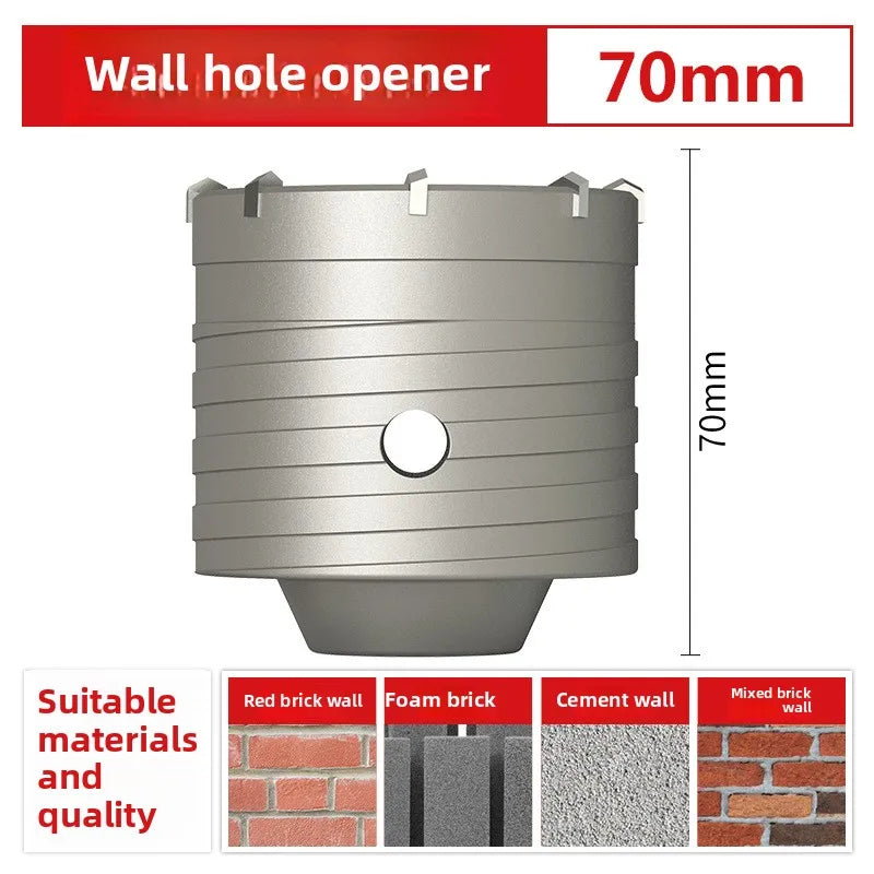 Wall hole opener drill bit impact drill set for drilling brick walls, air conditioning, concrete, and expanding water pipes.