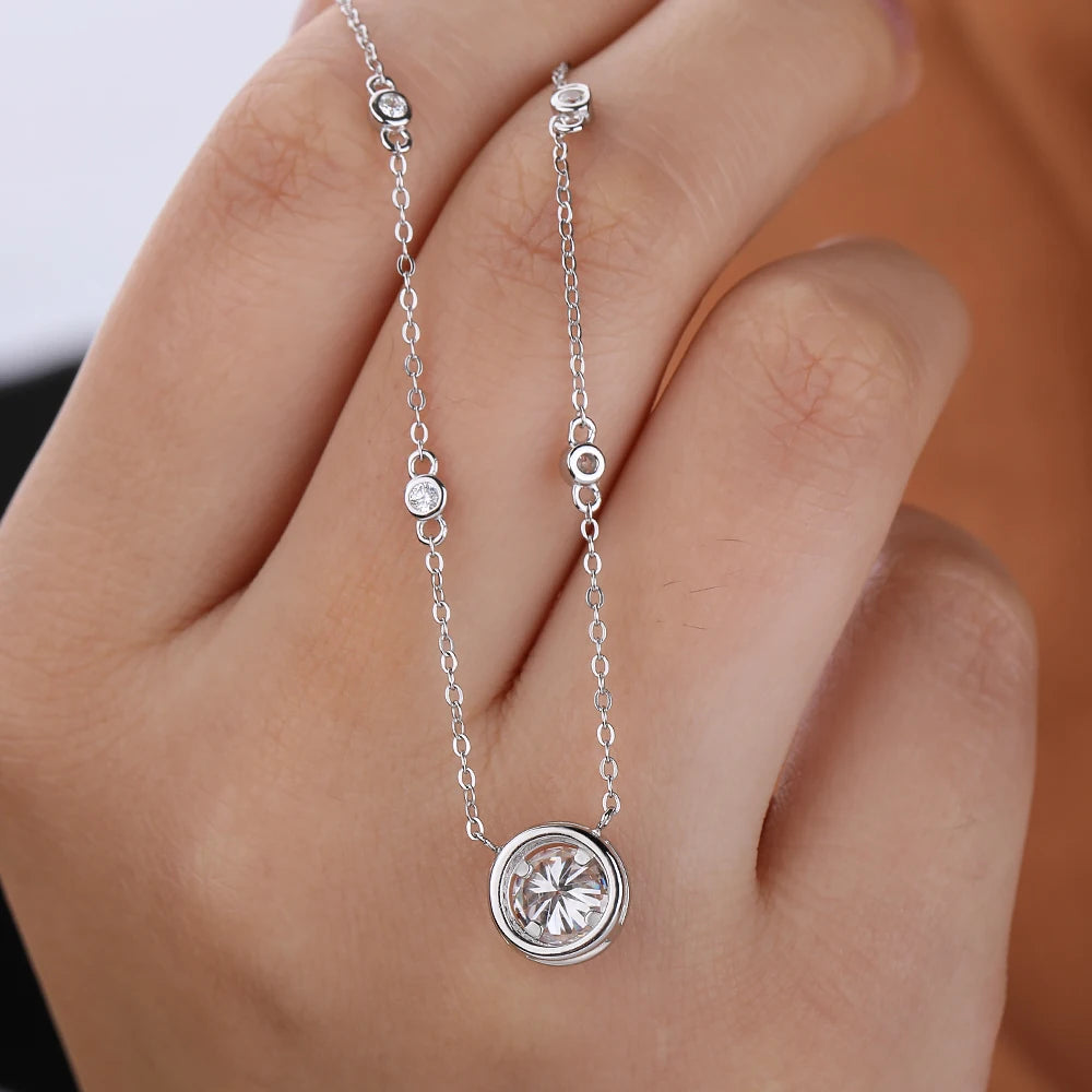 Vòng Cổ Nữ Moissanite 925 Bạc Ý - FEOBUR Sang Trọng