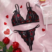 2 Piece Set Exotic Sexy Lingerie Set Transparent Lace Bra Women Sheer Ladies Embroidery Floral Bras Underwear Sets Push Up