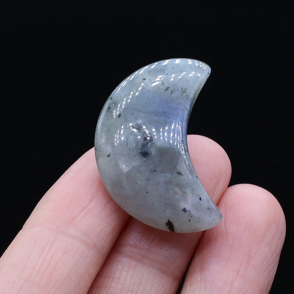 Feng Shui Rose Quartz Natural Stone Moon Statue