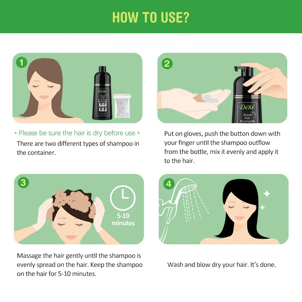 Herbal Black Hair Dye - Black Hair Shampoo 200/400ml