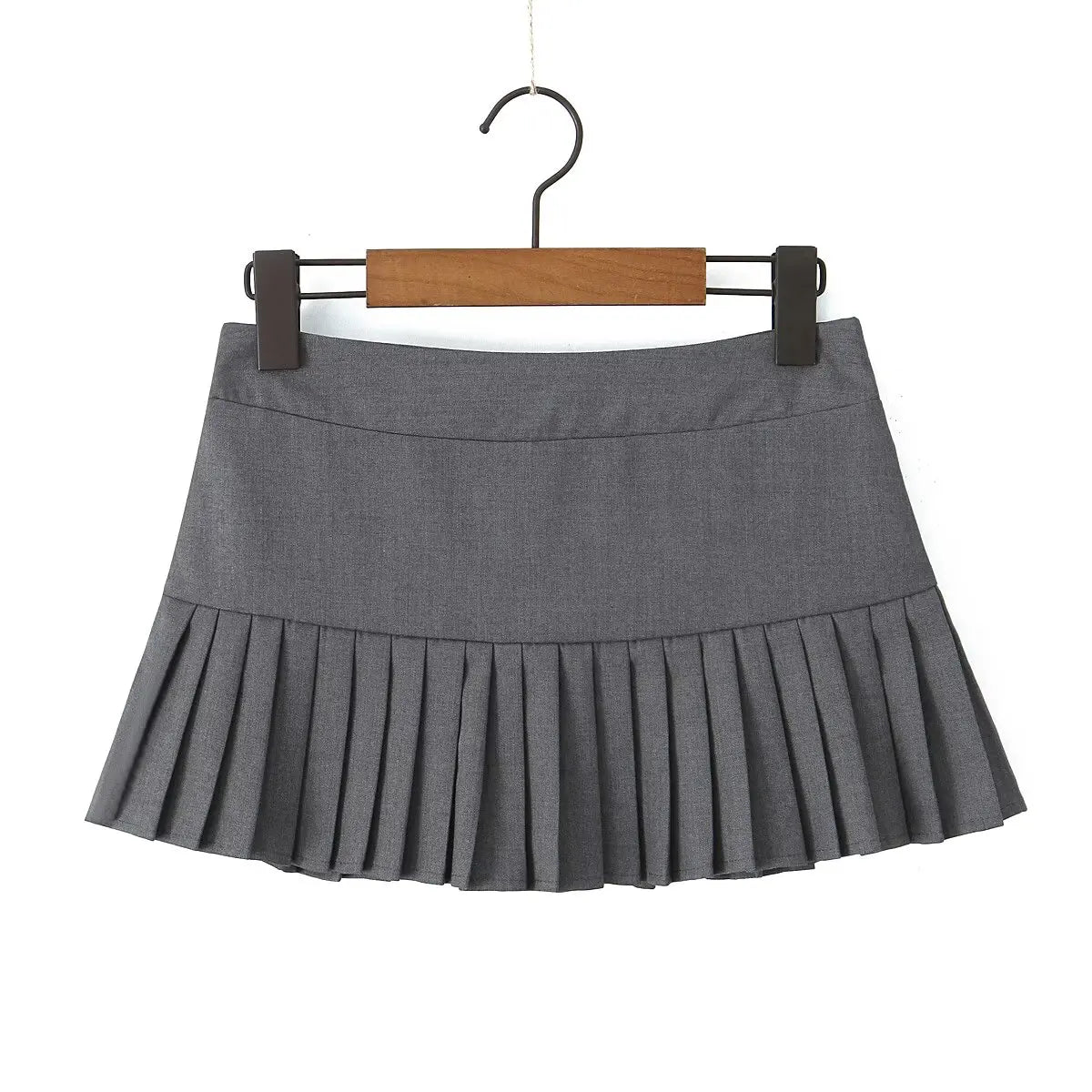 YENKYE Y2K Cool Girl Sexy Low Waist Pleated Mini Skirt Women Side Zipper Black White Gray Summer Skirts - Daisan Mart