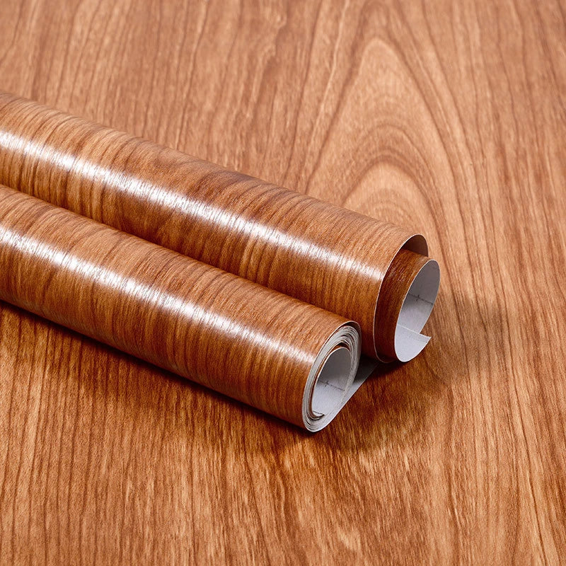 Wood Grain Home Decor Furniture Waterproof Vinyl Wall Sticker Self Adhesive PVC Wallpaper Kitchen Cabinet Door Sticker
