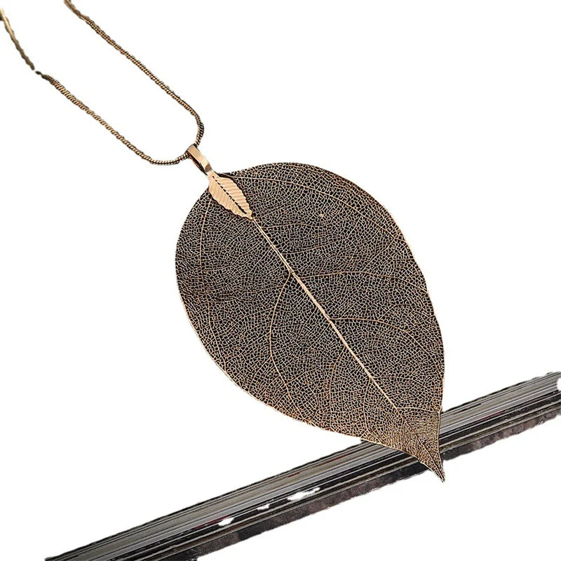 Women's Fashion Simple Punk Silver Leaf Necklace
