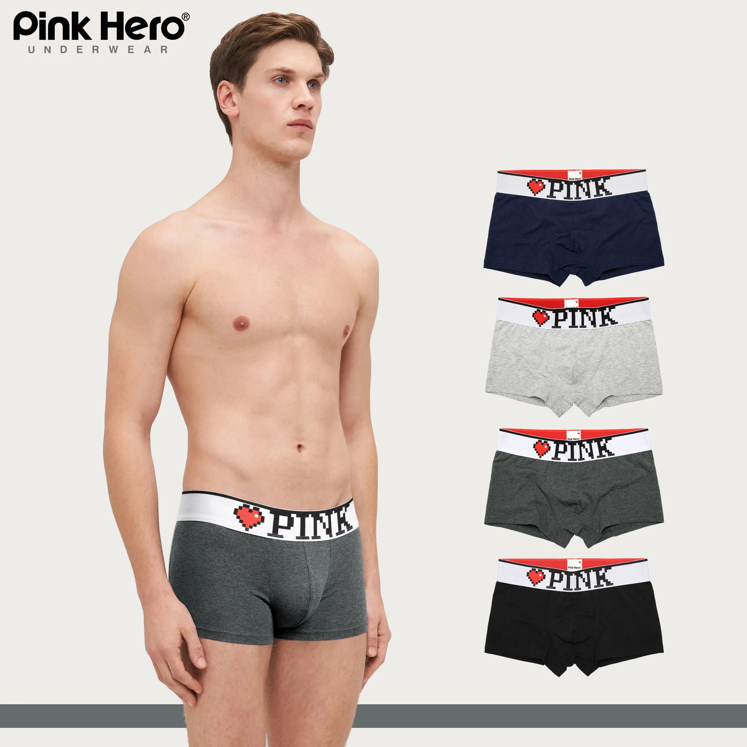 PINKHERO Men's Boxer Briefs with 5cm Wide Comfort Waistband - Soft Cotton Underwear, Premium Elastic Support &amp; Breathable Design