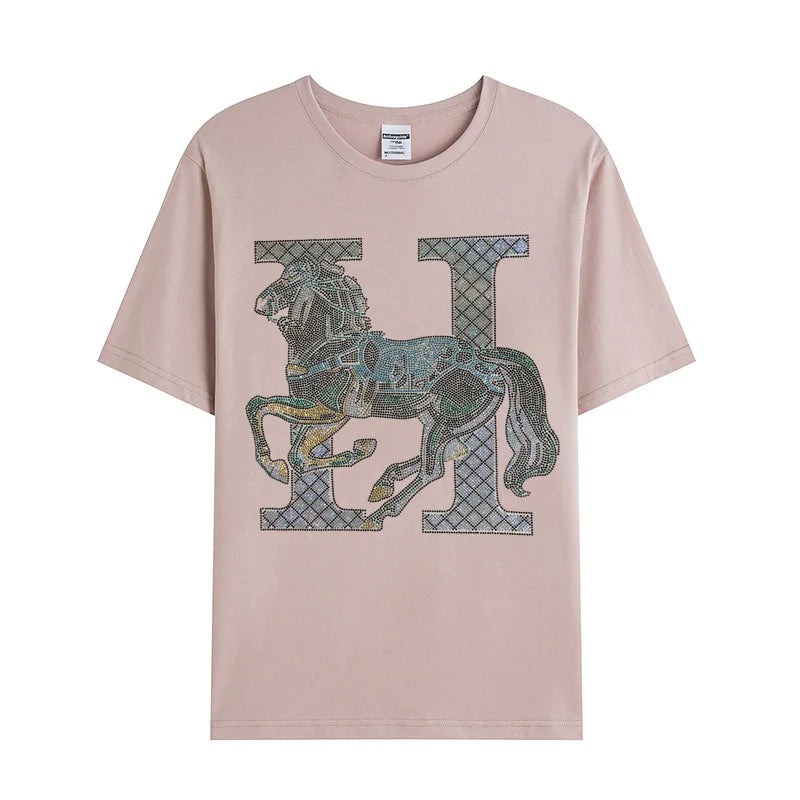 Áo Thun Nam Cotton Họa Tiết Kim Cương Thoải Mái