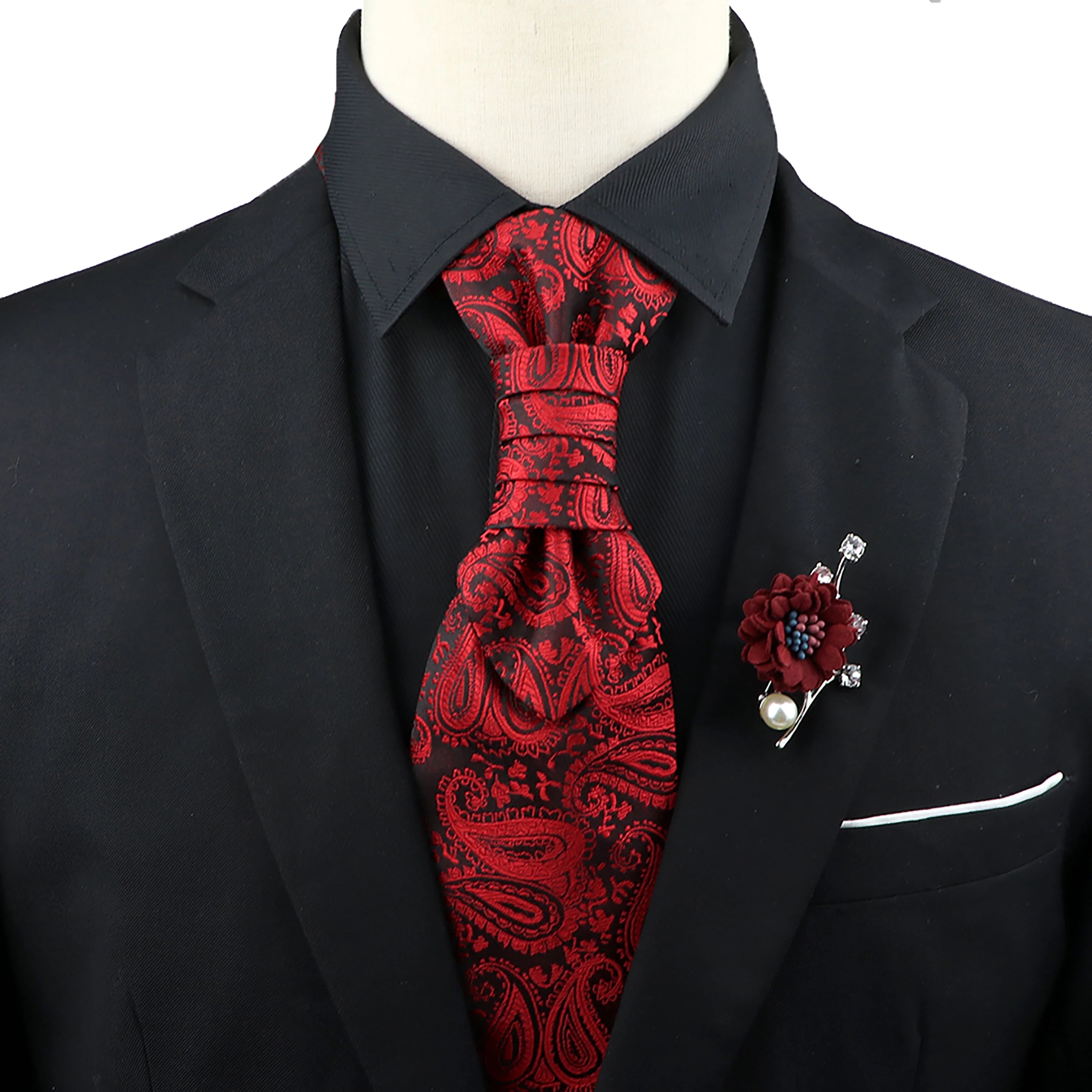 Premium luxury Paisley men's tie &amp; brooch