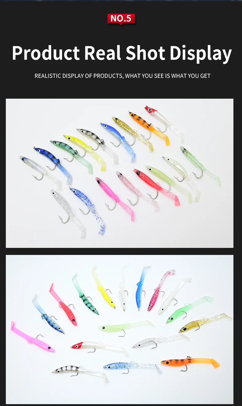 Afishlure Pesca Eel Soft Fishing Lure Glow Soft Bait with Hook Sea Fishing Tackle Raglou Fishing Lure 3pcs 55mm