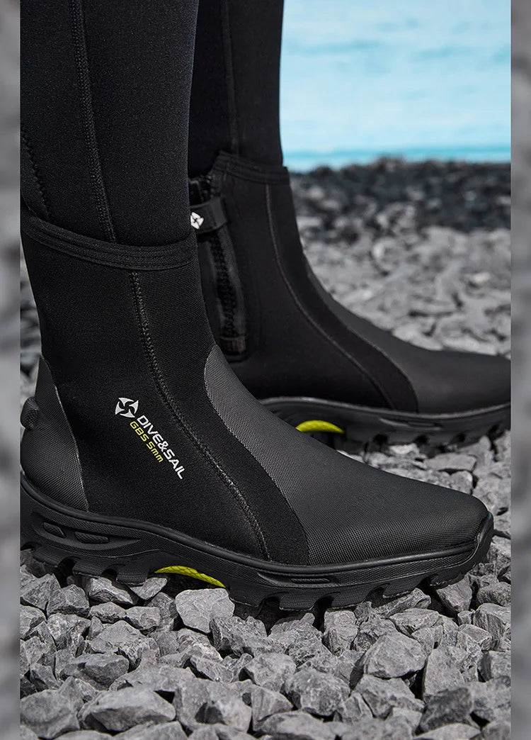 Adult 5MM High Top Hard Sole Diving Boots for Snorkeling Beach Outdoor